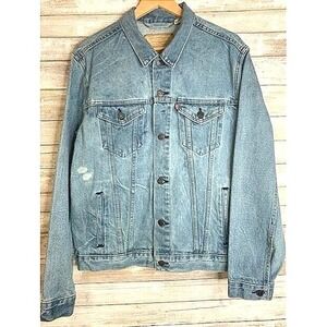 Levis Strauss‎ Premium Cotton Bleach Dye Acid Wash Denim Jacket Women's Size L